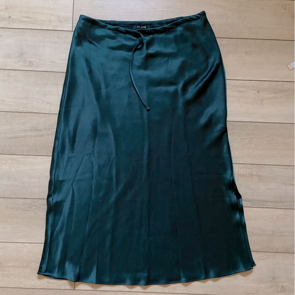 Madewell Dark Green Silk Skirt